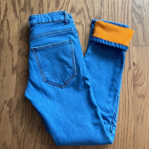 Men's High Waist Fleece Lined Skinny Jeans / Size: 28 / Color: Blue Denim - Picture 9 of 13